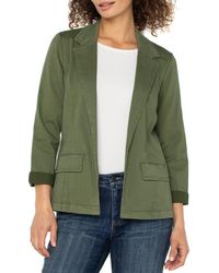 Liverpool Los Angeles - Fitted Open Front Twill Blazer - Lyst