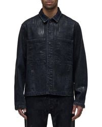 Hudson Jeans - Distressed Denim Snap-Up Worker Jacket - Lyst