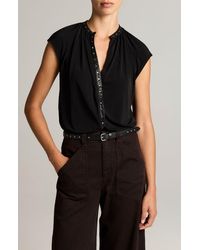 Vince - Studded Matte Jersey Cap-Sleeve Top - Lyst