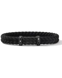 David Yurman - Chevron Rubber Bracelet With Titanium And Pavé Diamonds - Lyst