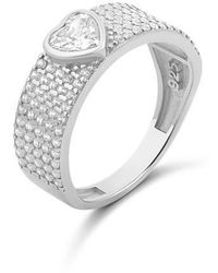 SHYMI - Pavé Band Ring With Center Heart - Lyst