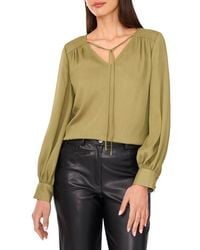 Vince Camuto - Split Neck Satin Top - Lyst
