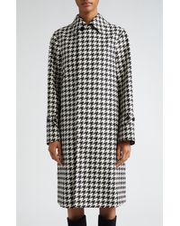 Burberry - Houndstooth Check Twill Long Car Coat - Lyst