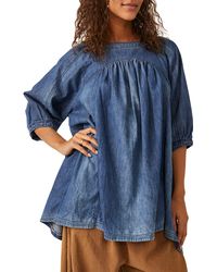Free People - Memories Of You Chambray Top - Lyst