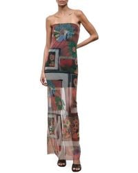 STAUD - Lilian Floral Bead Detail Strapless Mesh Maxi Dress - Lyst