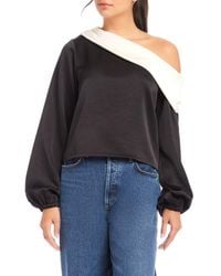 Fifteen Twenty - Marisa One-Shoulder Satin Top - Lyst