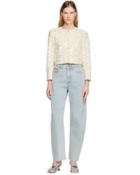 Sandro - Cropped Sequinned Cotton Jacket - Lyst