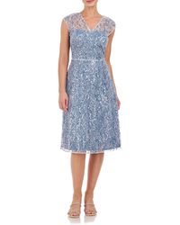 JS Collections - Jay Sequin Illusion Neck Cocktail Dress - Lyst