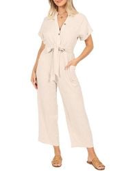 Petal & Pup - Archie Tie Waist Linen Jumpsuit - Lyst