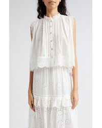 FARM Rio - Eyelet Accent Sleeveless High-low Cotton Top - Lyst