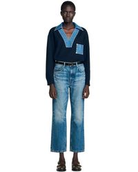 Sandro - Sweater With Denim Details - Lyst