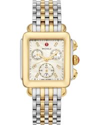 Michele - Deco Diamond Chronograph Bracelet Watch, 33Mm - Lyst