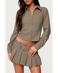 Edikted - Lockette Plaid Crop Jacket - Lyst