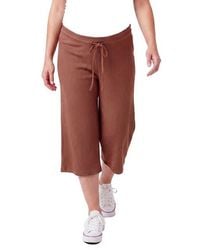24seven Comfort Apparel - Maternity Basic Ribbed Knit Drawstring Flared Capri Pants - Lyst