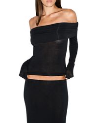 Skims - Sheer Modal Off The Shoulder Long Sleeve Top - Lyst