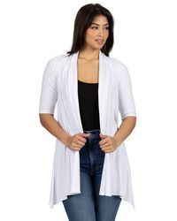 24seven Comfort Apparel - Loose Fit Open Front Cardigan With Half Sleeve - Lyst