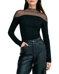 MARCELLA - Joanna Sheer Yoke Funnel Neck Top - Lyst