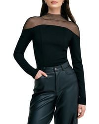MARCELLA - Joanna Sheer Yoke Funnel Neck Top - Lyst