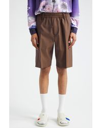 Burberry - Stripe Elastic Waist Wool Herringbone Shorts - Lyst