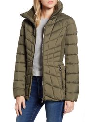 Bernardo Packable Down & Ecoplume Coat, Green
