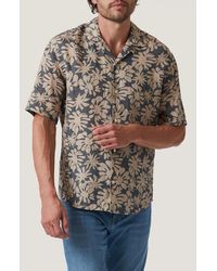 34 Heritage - Bloom Print Short Sleeve Linen Button-Up Shirt - Lyst