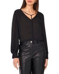 Vince Camuto - Split Neck Satin Top - Lyst