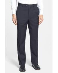 Berle - Self Sizer Waist Flat Front Lightweight Plain Weave Classic Fit Trousers - Lyst