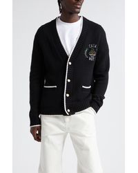Casablancabrand - Casa Way Embroidered Tipped Merino Wool & Cashmere Cardigan - Lyst