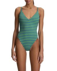 Polo Ralph Lauren - Stripe Jacquard One-Piece Swimsuit - Lyst