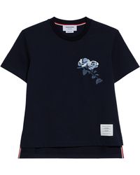 Thom Browne - Rose Embroidered T-shirt - Lyst
