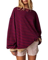Free People - Oversize Stripe Sweatshirt - Lyst