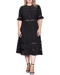 Standards & Practices - Lace Inset Georgette Midi Dress - Lyst