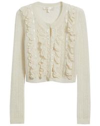 LoveShackFancy - Kids' Kena Pointelle Ruffle Accent Alpaca & Wool Blend Cardigan - Lyst