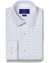 David Donahue - Regular Fit Check Royal Oxford Dress Shirt - Lyst