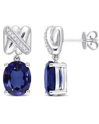 Julianna B - Gemstone & Diamond Oval Drop Earrings 14K - Lyst