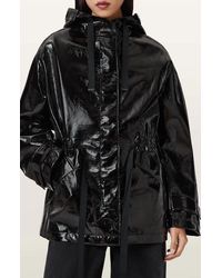 AllSaints - Kelsie Shine Hooded Faux Leather Jacket - Lyst