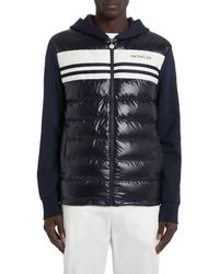 Moncler - Quilted 750 Fill Power Down & Cotton Knit Hooded Cardigan - Lyst