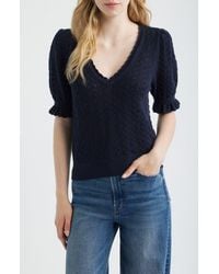 PAIGE - Haisley Pointelle Stitch Organic Cotton & Silk Blend Sweater - Lyst