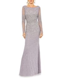 Mac Duggal - Sequin Embellished Bateau Neck Long Sleeve A-line Gown - Lyst