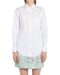 Thom Browne - Scallop Collar Long Sleeve Cotton Button-up Shirt - Lyst