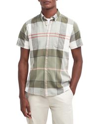 Barbour - Douglas Tailored Fit Plaid Short Sleeve Cotton & Linen Button-down Shirt - Lyst