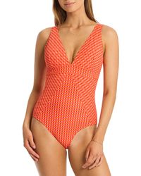Sea Level - Checkmate Panel Line Multifit One-piece Swimsuit - Lyst