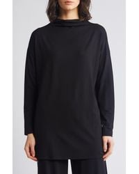 Eileen Fisher - Funnel Neck Long Sleeve Boxy Tunic Top - Lyst