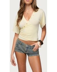 Edikted - Sully Button Embellished Faux Wrap Top - Lyst