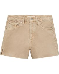 Mango - Button Fly Fray Hem Denim Shorts - Lyst