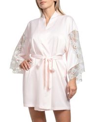 In Bloom - Lace Trim Satin Robe - Lyst