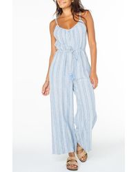 Roxy - Gale Stripe Linen Blend Jumpsuit - Lyst