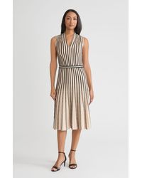 Misook - Fit & Flare Sleeveless Striped Soft Ribbed Knit Dress - Lyst