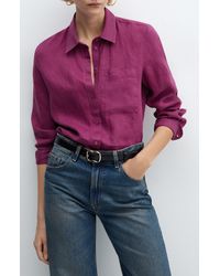Mango - Lino Linen Button-up Shirt - Lyst