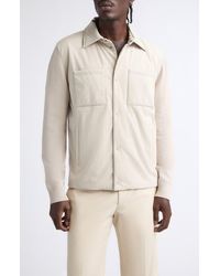 Herno - Cotton Knit Suede Effect Sweater-Jacket - Lyst